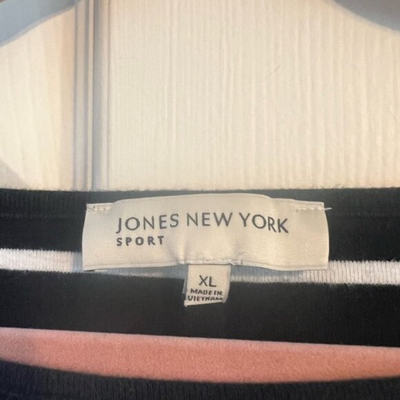 Jones New York Striped Boatneck Tee Tshirt Top XL Tab Sleeves Stretch - Picture 4 of 7